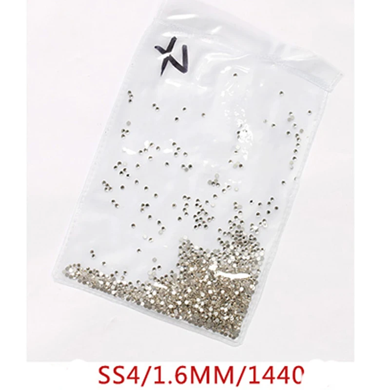 

SS4 1.6mm Crystal 001 Rhinestone Glass Strass Flatback Rhiestones No Hot Fix Nail Art Clothing Boots Mobile DIY 10 Gross 1440pcs