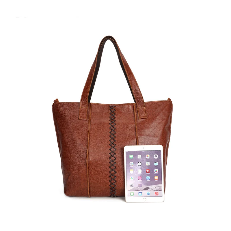 Femmes Solide Main Véritable Bandoulière Marron Fourre tout Sac Peau De En Vache À Grand Nouveau Mode Cuir xHOFt4E