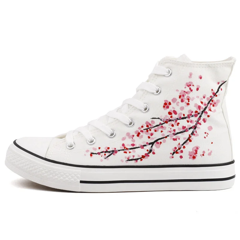 Pink Colour Solid Color Hand Women Canvas Shoe High Help Doodle Small White Platform Shoes Woman Shoe Sneakers Zapatos De Mujer