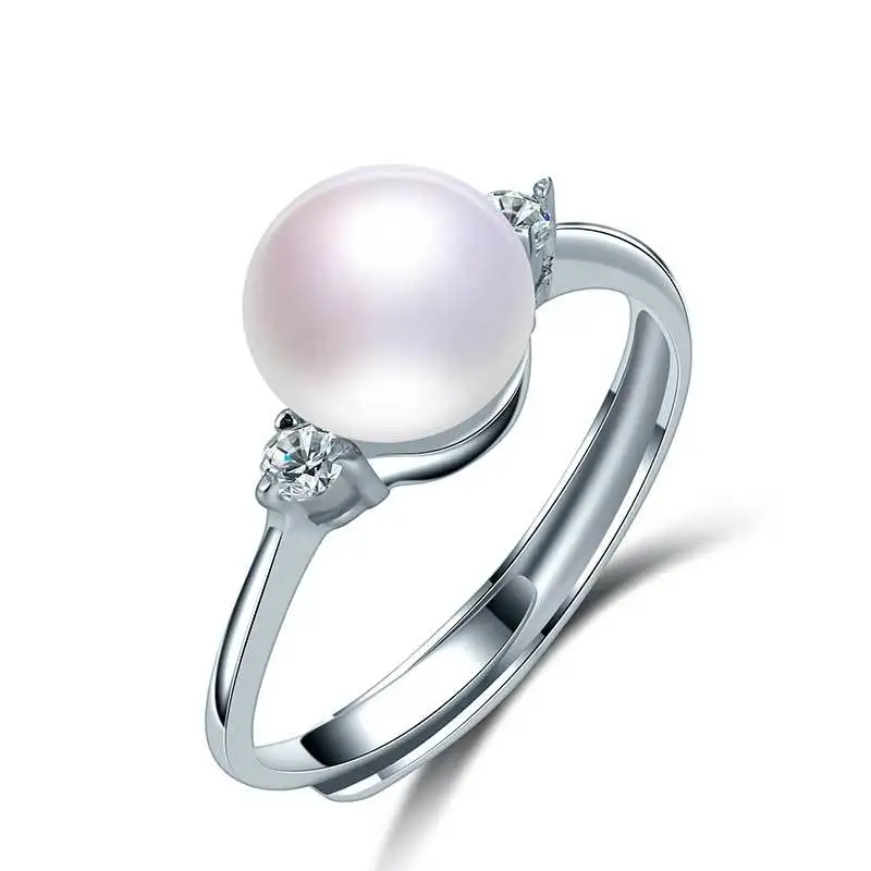 HENGSHENG Мода изделия класса люкс красивые жемчужное кольцо с пресноводным жемчугом кольцо для bijoux Женские винтажные CC Ювелирные изделия подарок - Цвет основного камня: white pearl