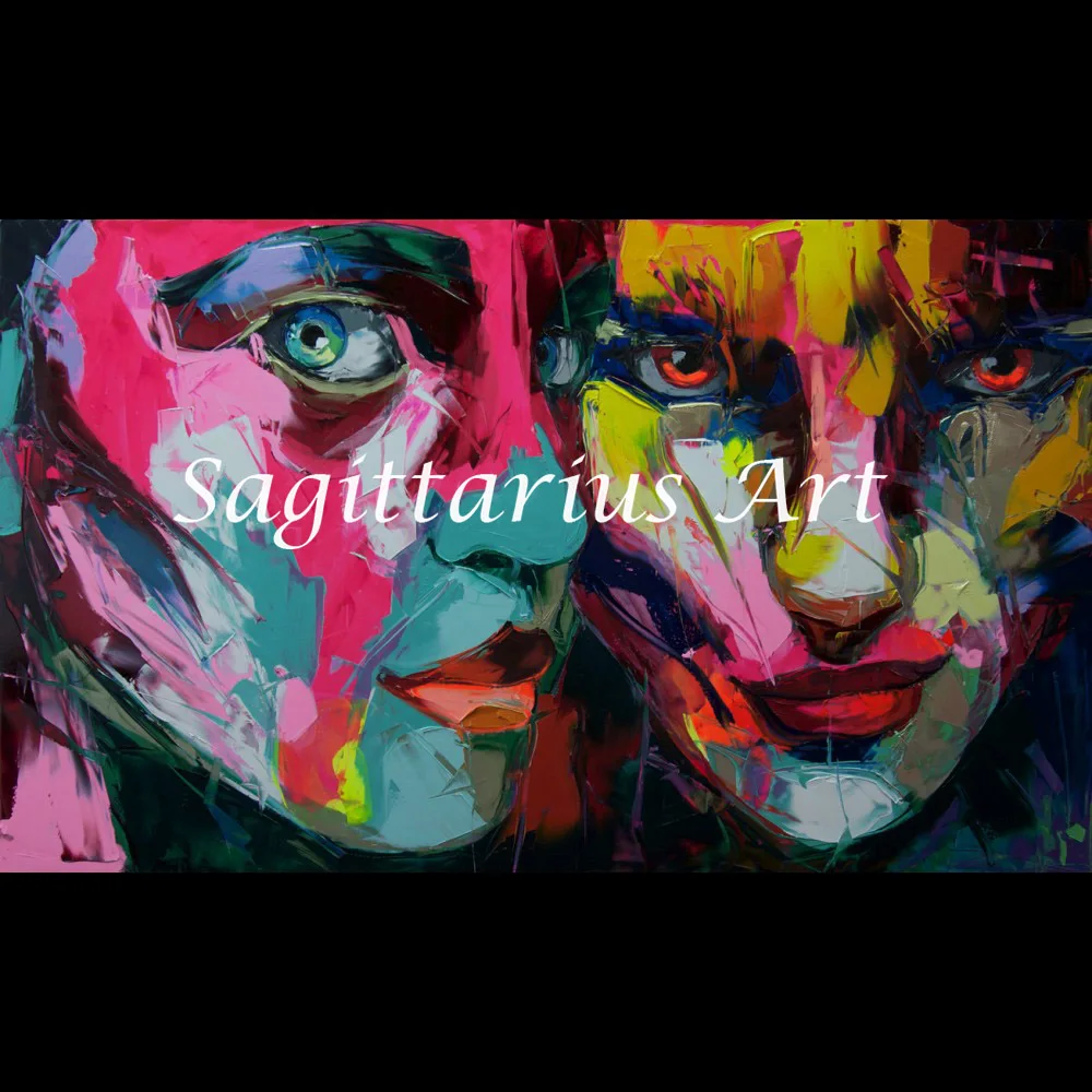 

Hand Painted Francoise Nielly Designer Untitled 566 Palette knife Abstract Oil Painting Canvas Home Decor Fine Artwork Cool Face