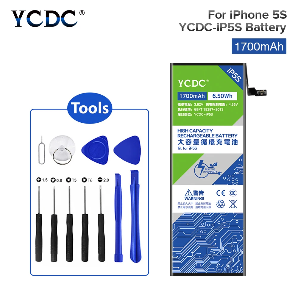 Горячий для iPhone 5S 5GS 5C батарея Высокое качество 3 8 V 1700mAh литий-полимерный