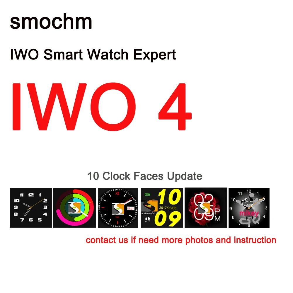 Smochm IWO 4 Bluetooth Смарт часы монитор сердечного ритма кровяное давление 10 часов лица