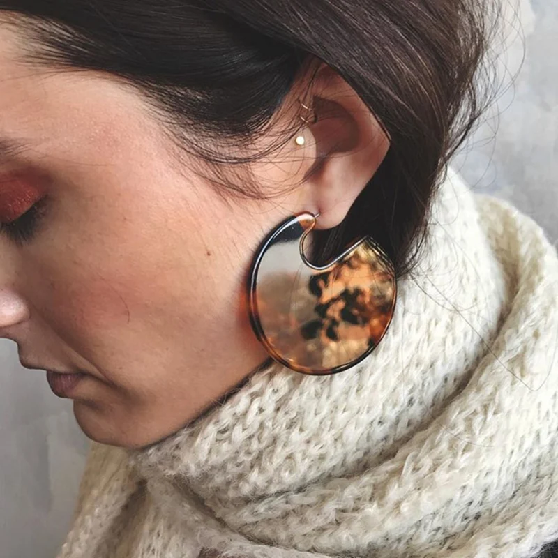 

Vintage Fashion Women Party Accessories Boho Acrylic Brown Earring Statement Resin Stud Earrings For Women Wholesale