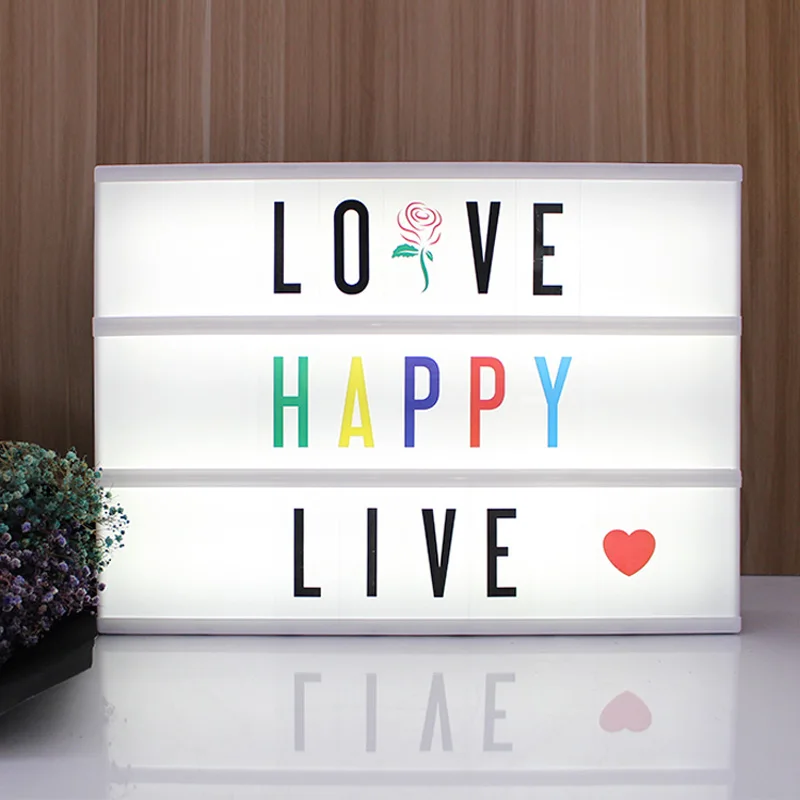 

Night light box size A3 LED letter card DIY using AA battery or USB powered indoor decorative table light box