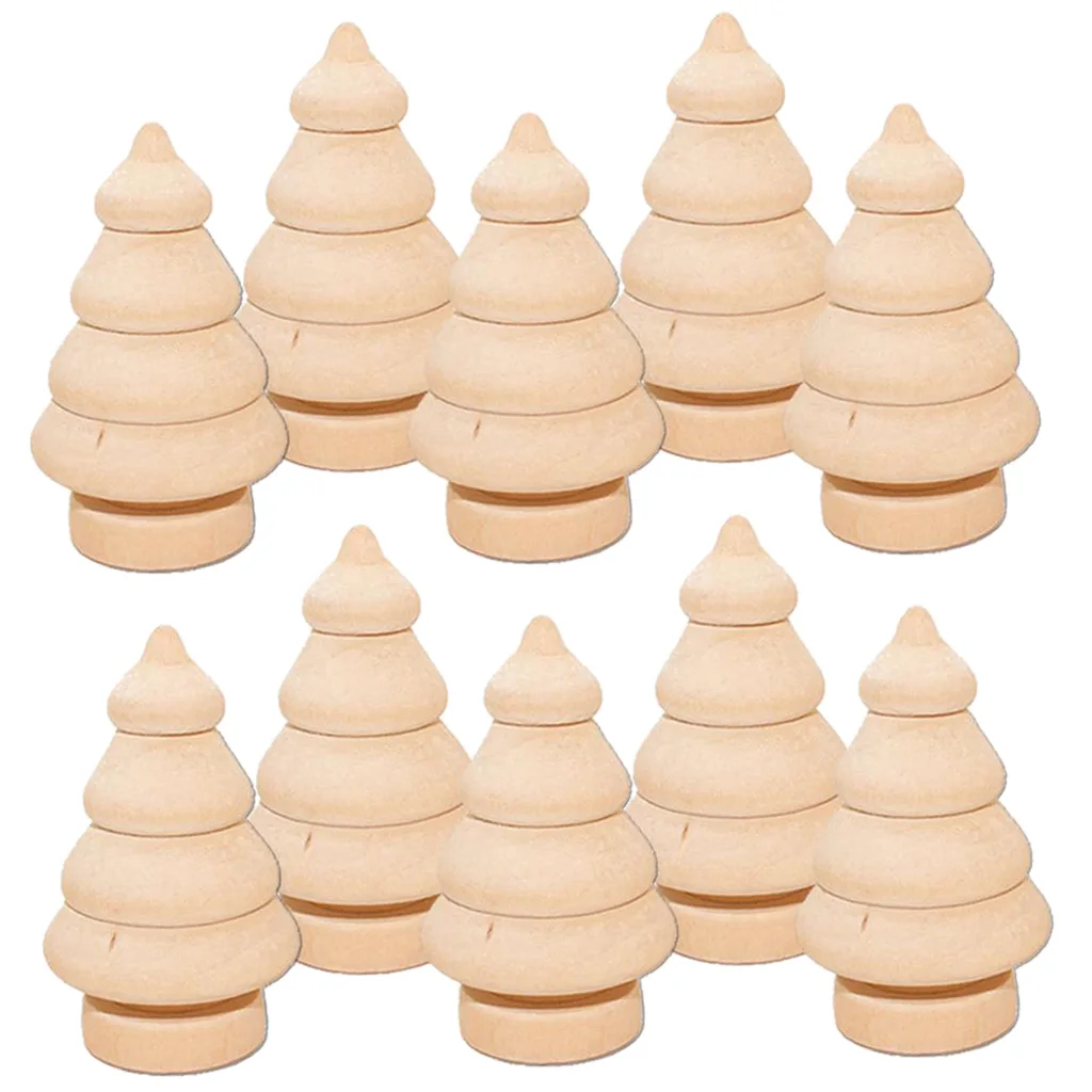 10x Wooden Peg Dolls Acorn Snowman Tree Unfinished Paint Stain DIY Crafts