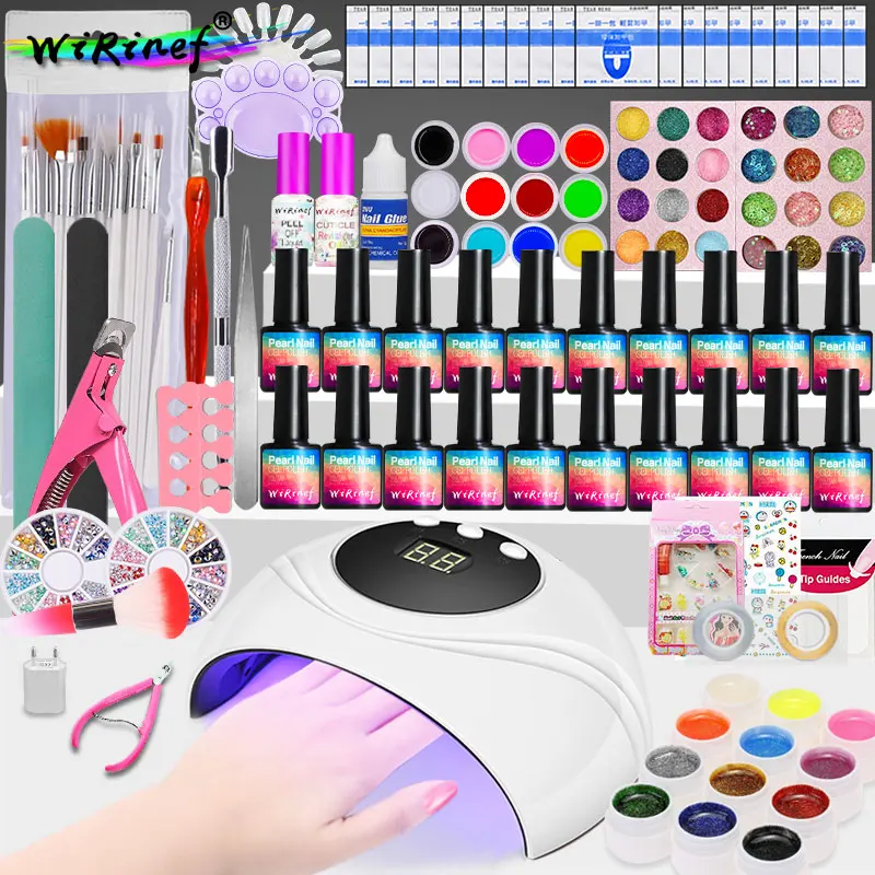 WiRinef Nail Beginner Kit Kinds Of Gel Nails Polish UV LED Dryer Lamp Manicure Soak Off Primer ...