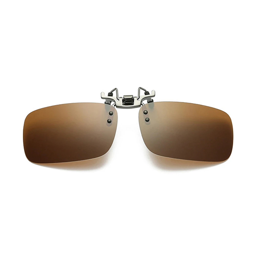 tea Polarized Square Flip Up Clip on Sunglasses Men Photochromic Hiking Cycling Glasses Women Sun Glasses for Night Driving Lens - Цвет: tea