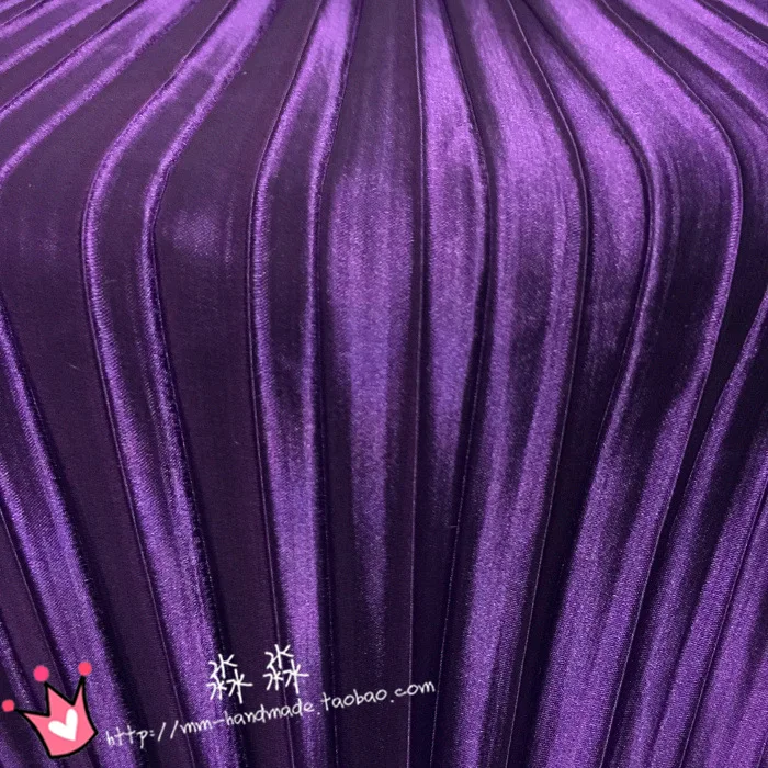 1psc электро-оптическая одежда плиссированная Ткань Многоцветный полосы аккордеон шелковый атлас измельченный через платье ткань