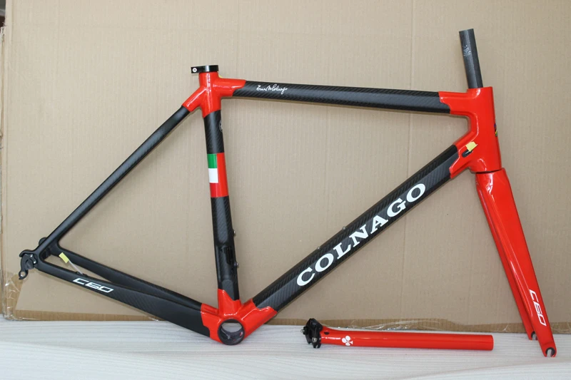 Cheap Black Red Colnago C60 bike frame 3K Carbon Road Frame fit both di2 mechanical Group C628 color racing bicycle Frame 0