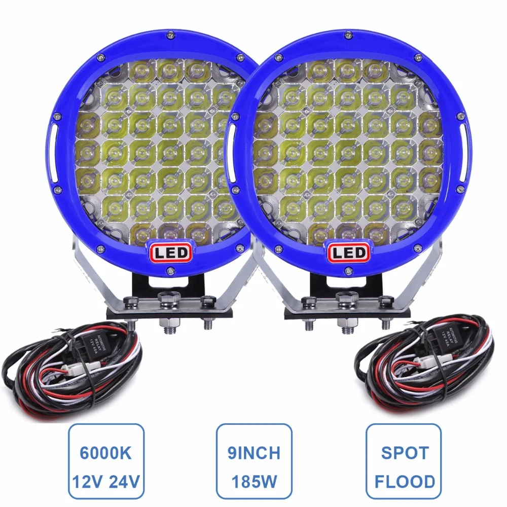 

9'' LED Driving Fog Light 185W Worklight SUV ATV Car Auto Trailer Truck 4X4 4WD 12V 24V Headlight For JEEP HONDA TOYOTA BUICK