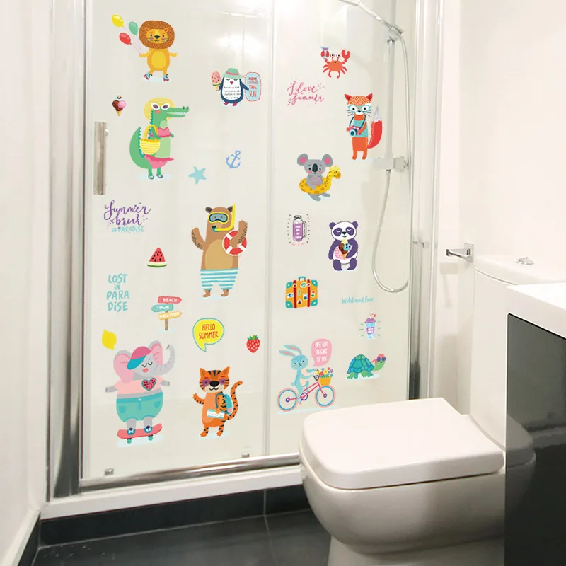 

% Cartoon Animals Rabbit elephant kids Room Nursery Kindergarten Kitchen Refrigerator Cabinet Wall Stickers Decals Decor Art