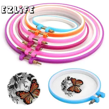 

5 Pieces Plastic Embroidery And Cross Stitch Hoop Set Embroidery Hoop Ring Frame Adjustable Sewing Cross Stitch Hoop Tool WX0115