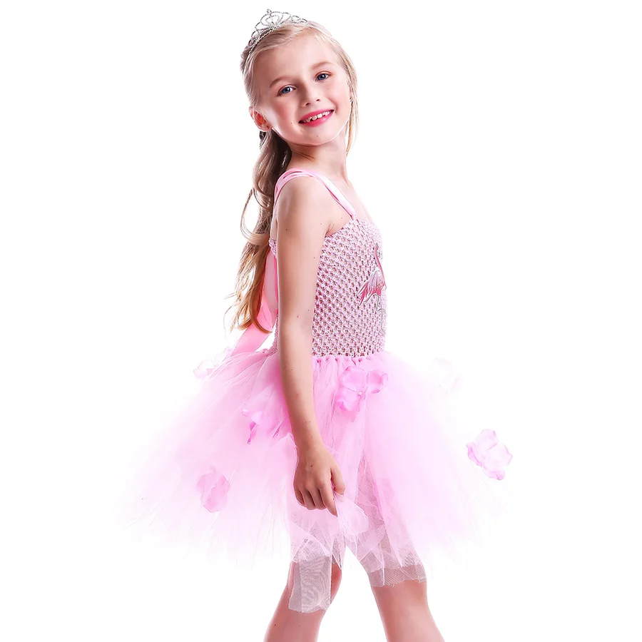 Kids Girls Flamingo Tutu Dress Sleeveless Summer Party Tulle Gown Girl Princess Fancy Fluffy Dress for Birthday Photo Clothing (17)