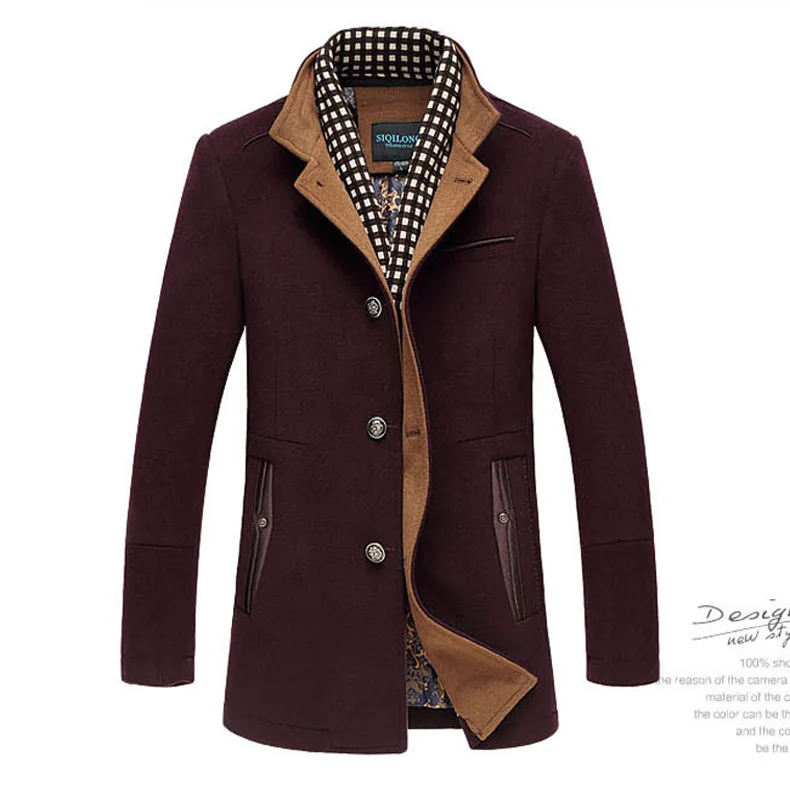 Новая зимняя мужская шерстяная куртка плюс толстая верхняя одежда мужская куртка средней длины пальто зимнее теплое пальто