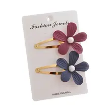 2 шт./компл. 3D лепестки Цветочные Шпильки металлик пустая капля оснастки заколки для маленьких девочек сторона челка BB заколка для волос имитация жемчуга