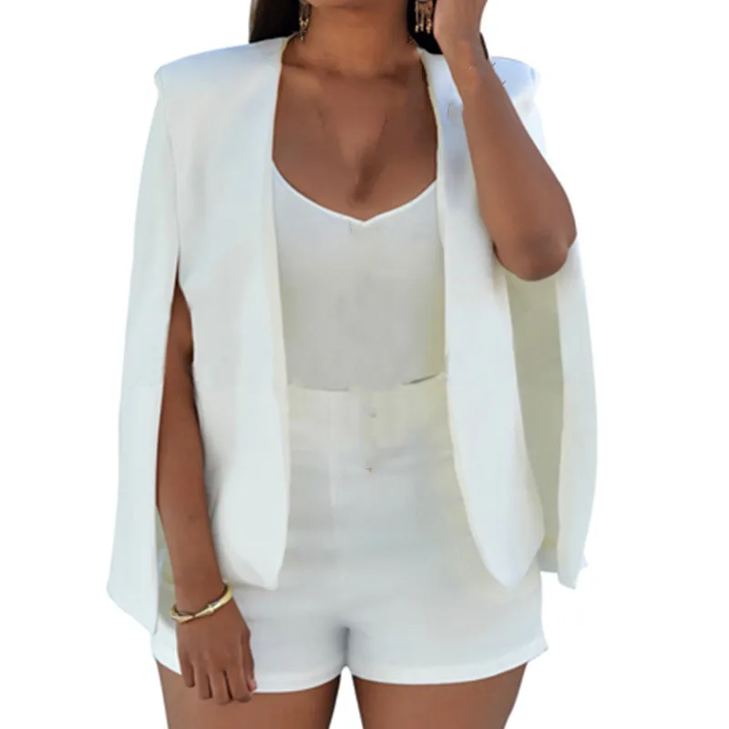 

New Fashion Women Polyester Cloak Coat Suit Long Sleeve Lapel Cape Split Poncho Solid Jacket W3