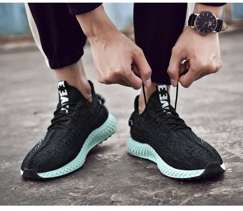 2019 Новый 3D принт для мужчин кроссовки дышащие кроссовки Flyknit уличная спортивная обувь мужской плюс размеры весна повседневная мужская