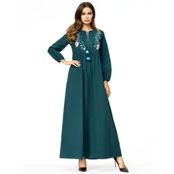 Новые женские мусульманские платья, мусульманская одежда, марокканский кафтан, Национальный стиль, вышивка, цветок, абайя s, платье из