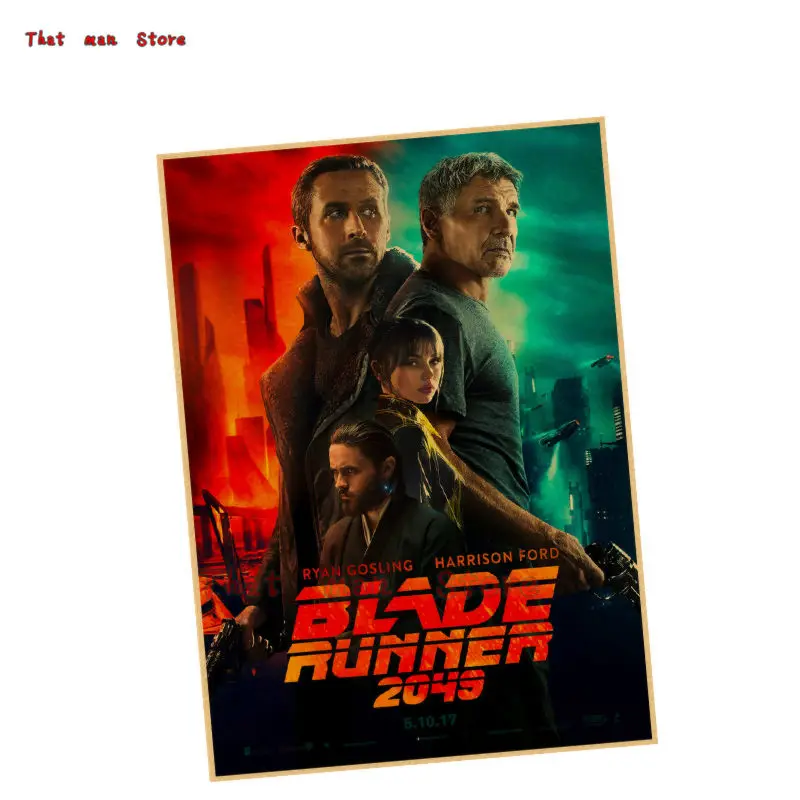 Винтажный постер, бегущий с лезвием, 2049, ryan gosling, украшение для домашнего интерьера, крафт-пленка, постер для рисования, наклейки на стену 42*30 см - Цвет: Небесно-голубой