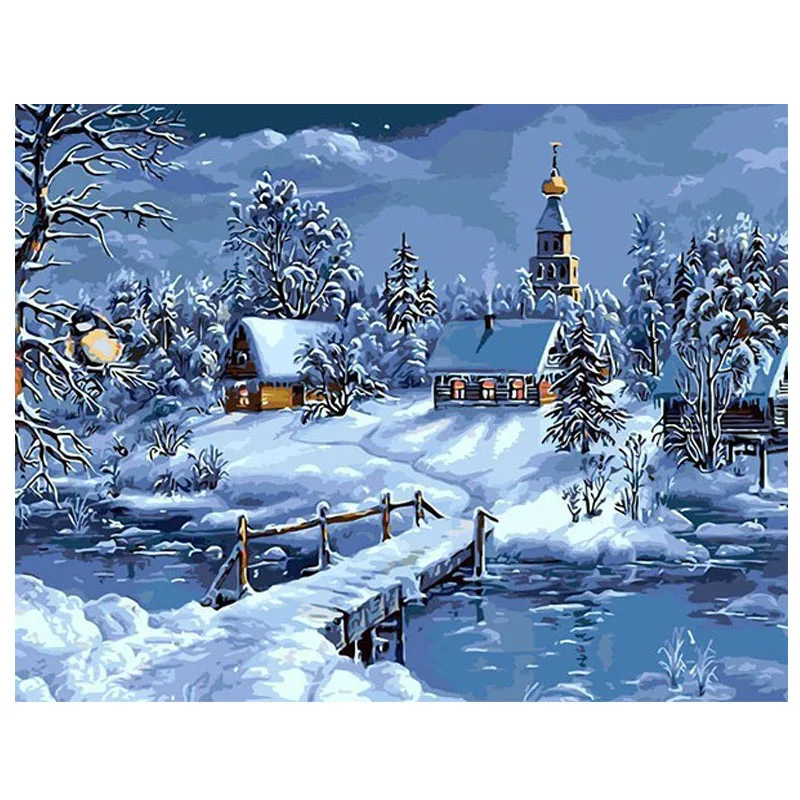 diamond-embroidery-Christmas-Snow-Landscape-diy-Painting-Handpainted-Canvas-diy-diamond-Painting-Unique-home-Decoration-Artwork