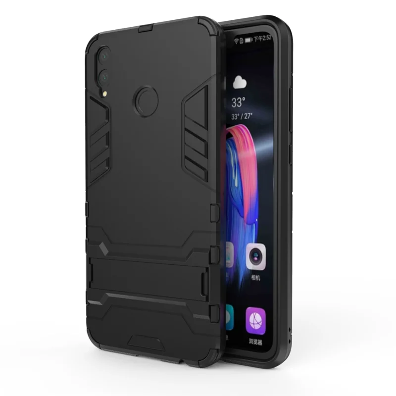 Чехол Coque для Honor 8X, чехлы для huawei Honor 8X, силиконовая твердая пластмассовая броня, оригинальная Роскошная Противоударная подставка - Цвет: Черный