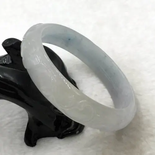 

free shipping 01732 China Hand-carved Green Emerald Green Jadeite Jade Bracelet Bangle