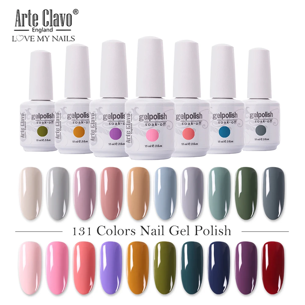 

Arte Clavo 131 Colors UV Gel Varnish Nail Polish Set Soak Off Enamel Gel Nail Polish Semi Permanent Hybrid Nails Art Manicure