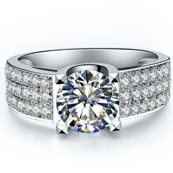 

Solid 18K White Gold D Color VVS1 2CT test positive Moissanite Anniversary Ring Royal Shape Ring