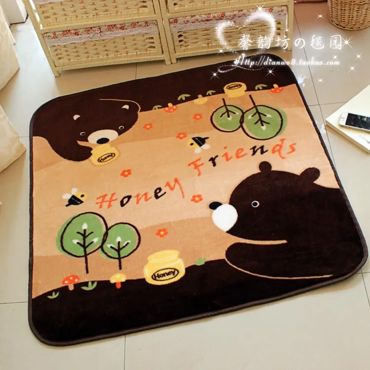 

Super soft eco-friendly cartoon carpet bear mats computer cushion game blanket 90 90cm