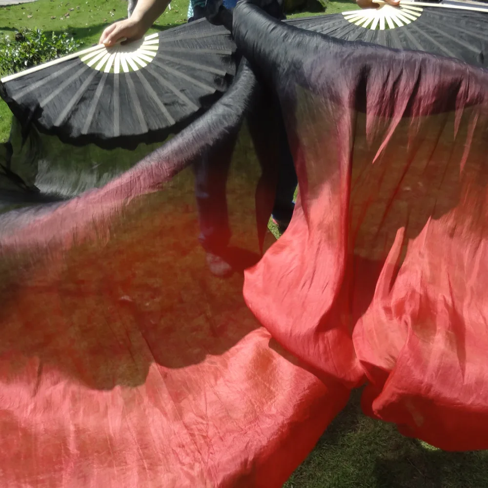 

black gradient to bordeaux, (1pc right+1 pc left) 1.5m*0.9m(59"*35") hand painted belly dance silk fan veil, real flowy silk