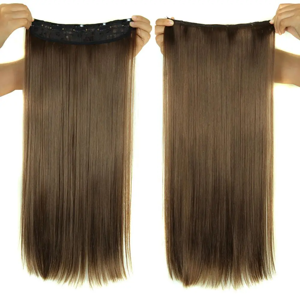 MSIWIGS Straight Long Hair Extension 5 Clips in Hair Extensions 24 Inch Synthetic Hair Blonde False Hair 613#