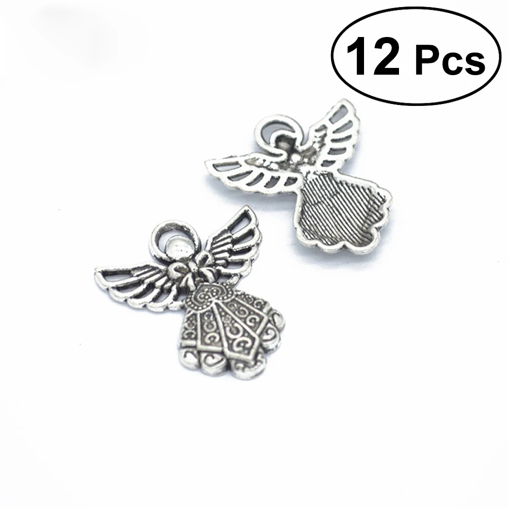 

12pcs Antique Wing Guardian Angel Charms Beads Pendants for Jewelry Making Bracelet Necklaces