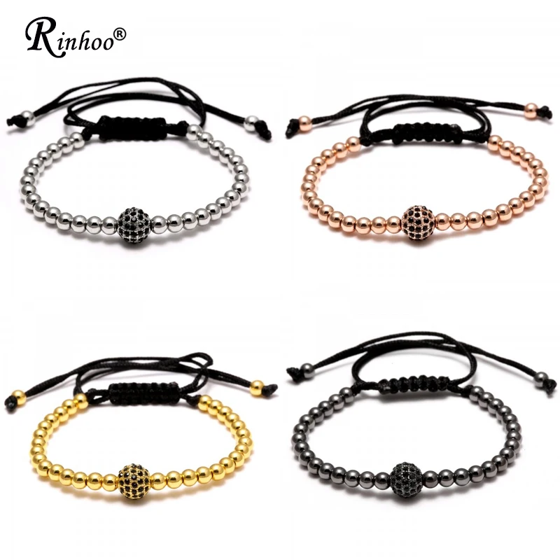 

Rinhoo 1PC Handmade Big Beads Ball Braided Macrame Charm Wrap Cord Beaded Bracelet Bangles Adjustable Rope Jewelry For Men Women