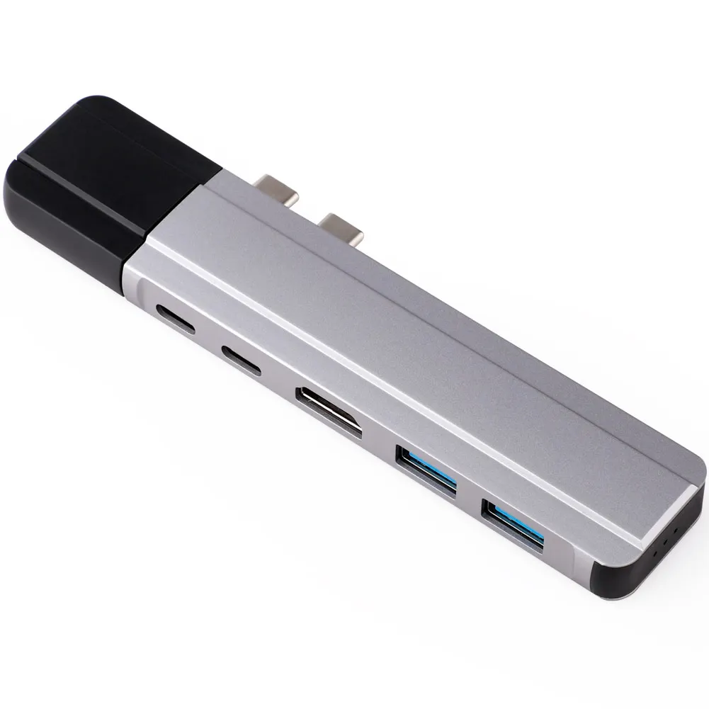 6 в 2 TYPE-C концентратор сдвоенный usb C концентратор к HDMI 4K с TF считыватель SD карт слот HUB адаптер(1* HDMI+ 2* зарядный кабель с разъемами типа c+ 2* usb 3,0+ 1* rj45