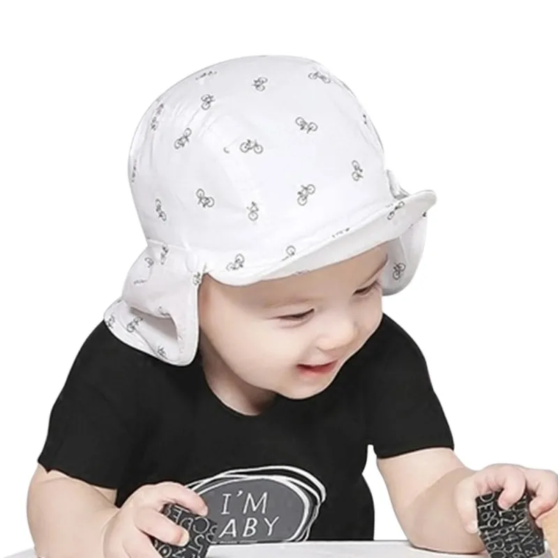 Детские, для малышей милый мультфильм печати шляпа от солнца новорожденных прекрасные шапки мягкие края съемная дети унисекс шапка