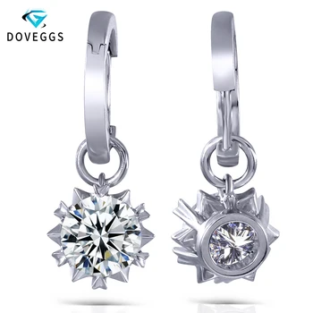

DovEggs 14K 585 White Gold 2CTW 6.5mm F Color Moissanite Diamond Drop Earrings for Women Wedding Gift Moissanite Ladies Earrings