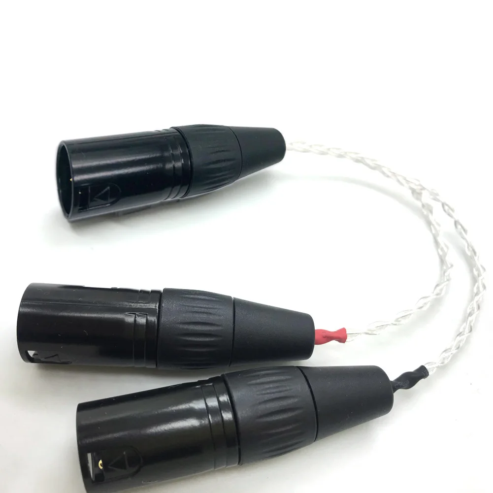  Haldane 8 Cores 7N OCC Silver Plated 4-pin XLR Male to 2x 3-pin XLR Male Balanced cable Headphone A
