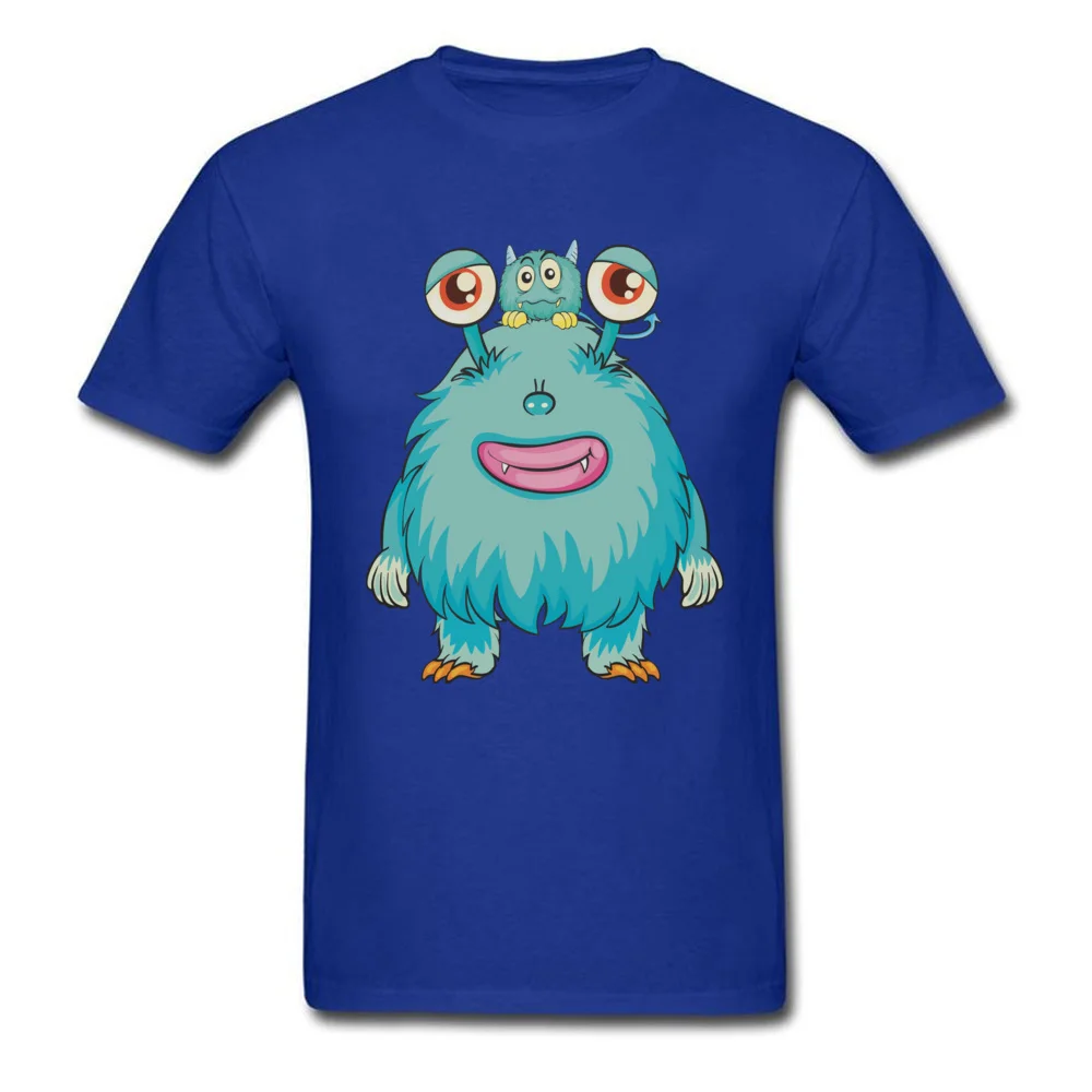 Cute Monster Tops & Tees Oversized Round Neck Custom Short Sleeve Pure Cotton Men T-shirts Street Clothing Shirt Cute Monster blue