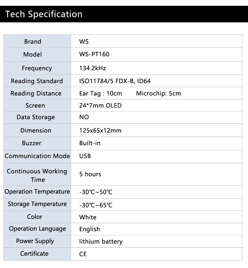 Перезаряжаемая батарея USB FDX-B ID64 Pet ID Ушная бирка маленький мини RFID микрочип считыватель для собак кошек домашних животных чип для сканера