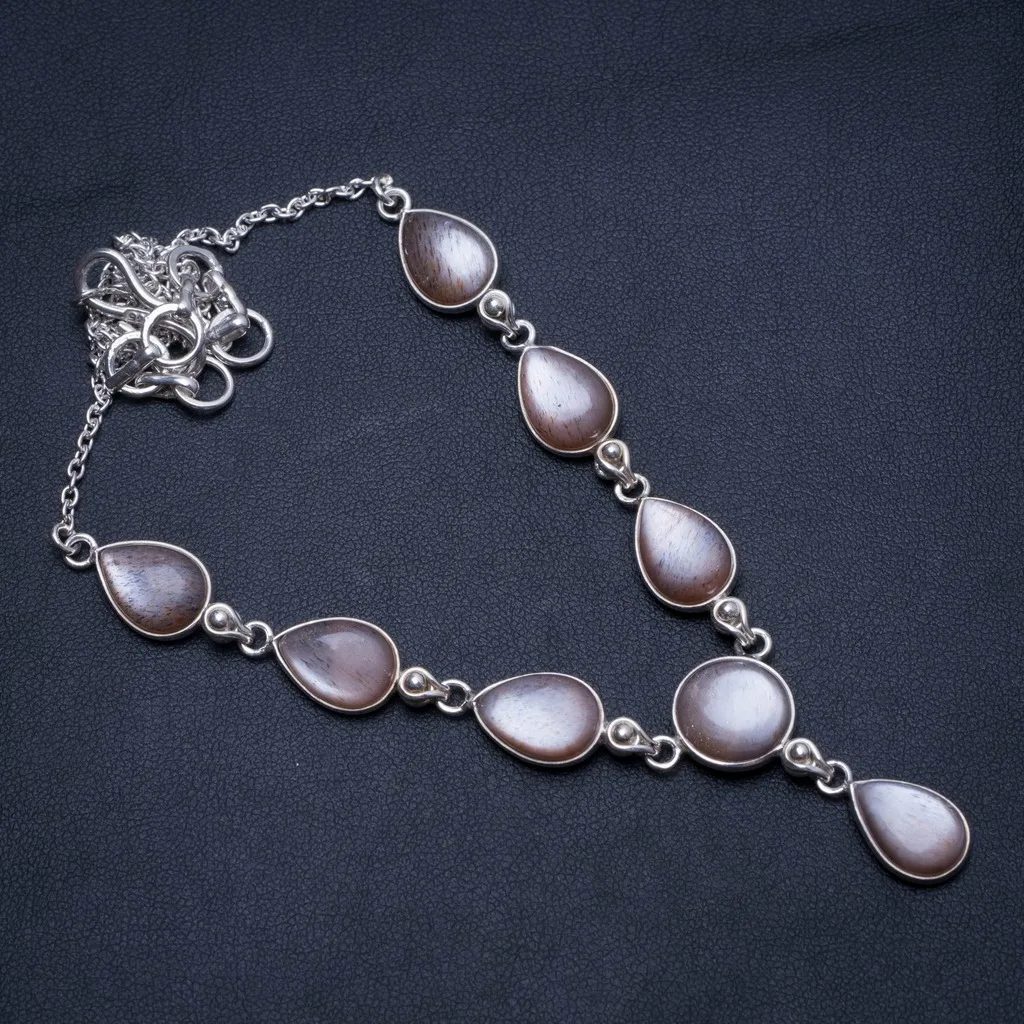

Natural Cat Eye Handmade Mexican 925 Sterling Silver Y Necklace 17.75" T8606