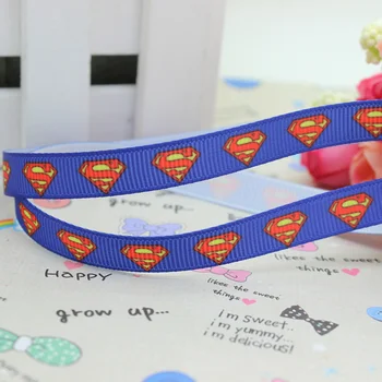 

New 3/8'' Free shipping superman printed grosgrain ribbon hairbow diy party decoration wholesale OEM 9mm H763