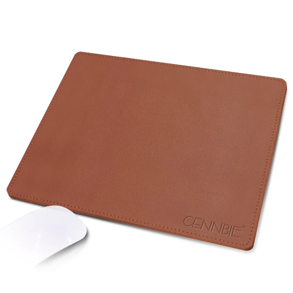 الجلود الاصطناعية عدم الانزلاق ماوس الوسادة سوبر لينة-26x21cm-مكتب للحاسوب شخصي Mousepad الماوس للماء حصيرة للمنزل مكتب الألعاب بني