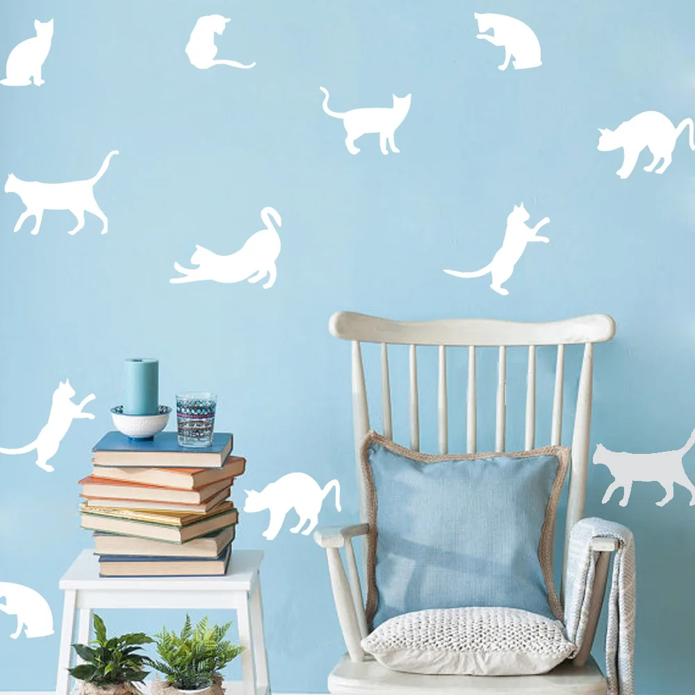9ps Cat Wall Sticker Animal Wall Stickers Home Accessories Removable
