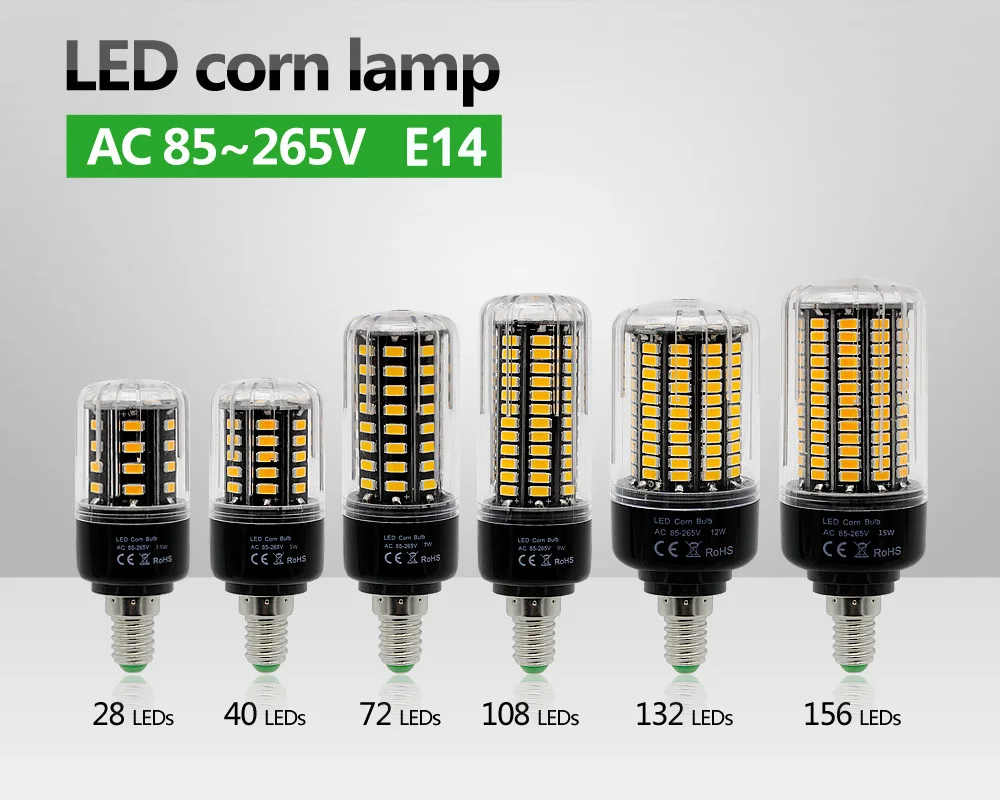 SMD 5736 постоянный ток анти-стробоскопический светодиодный светильник-Кукуруза лампа E27 3,5 Вт 5 Вт 7 Вт 9 Вт 12 Вт 15 Вт 156 светодиодный светильник s 110 В 220 В для внутреннего освещения