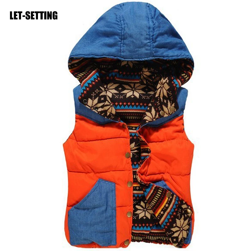 

LET-SETTING Winter vest new fashion double-sided wear down cotton pocket vest hoodie large size women jacket