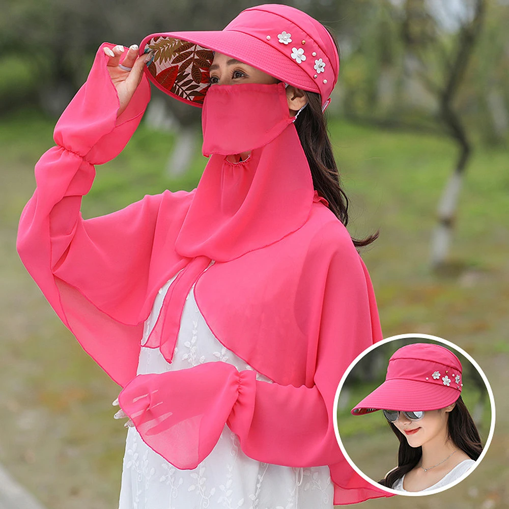 rose Red Женская уличная большая женская Солнцезащитная шляпа летние головные уборы широкие крытые лица шеи Велоспорт Анти Солнцезащитная шляпа - Цвет: rose Red