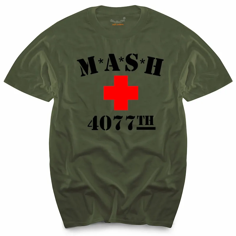 

M*A*S*H / USA ARMY Retro Mash 4077th Olive Green T-shirt S/M/L/XL/XXL men's top tees euro size