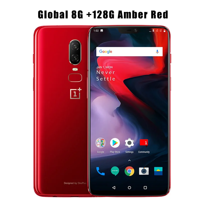 6,28 дюймов глобальная прошивка Oneplus 6 Смартфон Snapdragon 845 Android 8,1 8 Гб ram 128 ГБ/256 ГБ rom Две камеры - Цвет: 8G 128G Amber Red