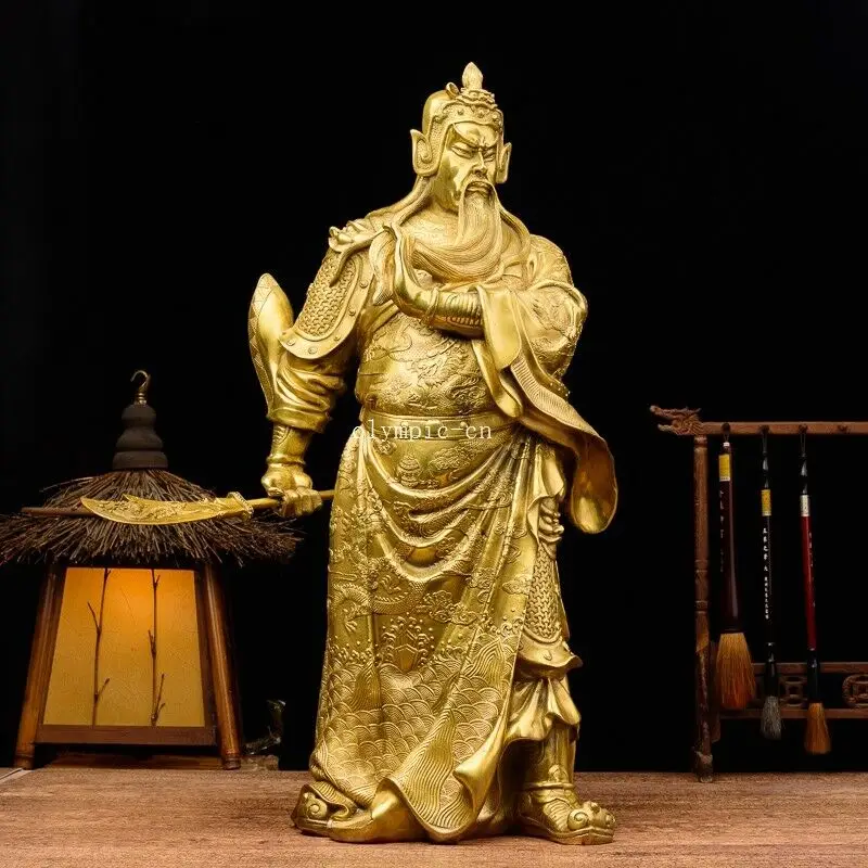 19 brass folk enshrine and worship buddha hold font b sword b font dragon Guan Gong